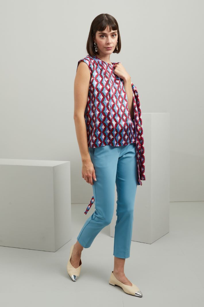 Top in seta - MAGENTA VERDE AZZURRO - Fashion Market