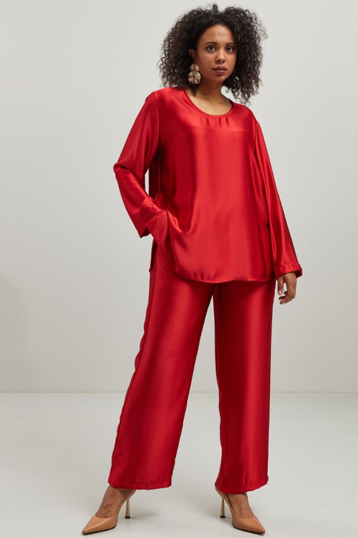 Pantaloni in raso - ROSSO VENEZIANO - Fashion Market