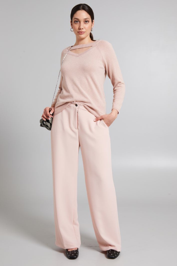 Pantaloni a palazzo in cady - ROSA - Fashion Market
