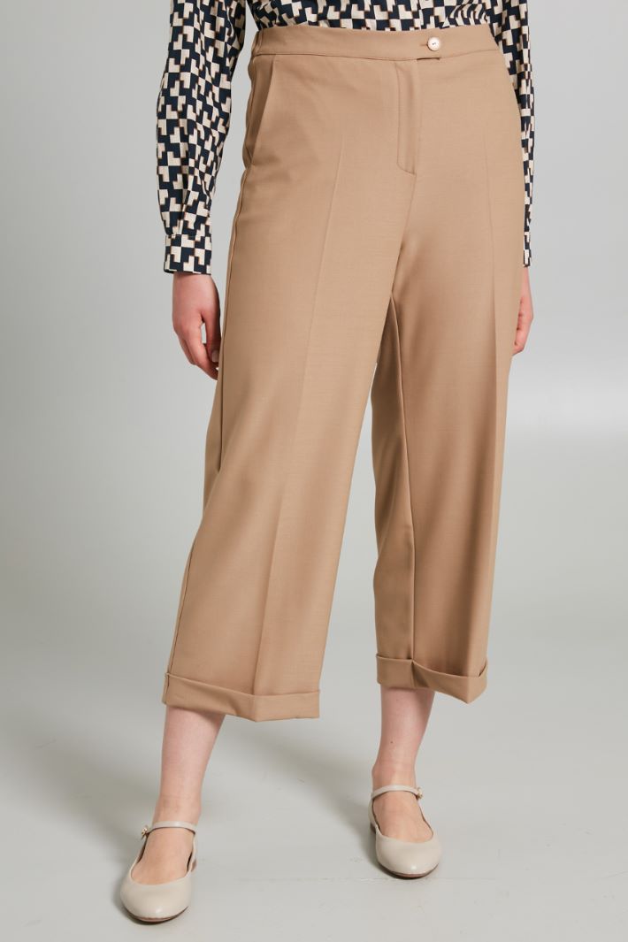 Pantaloni in gabardina di lana - CAMMELLO - Fashion Market - 2