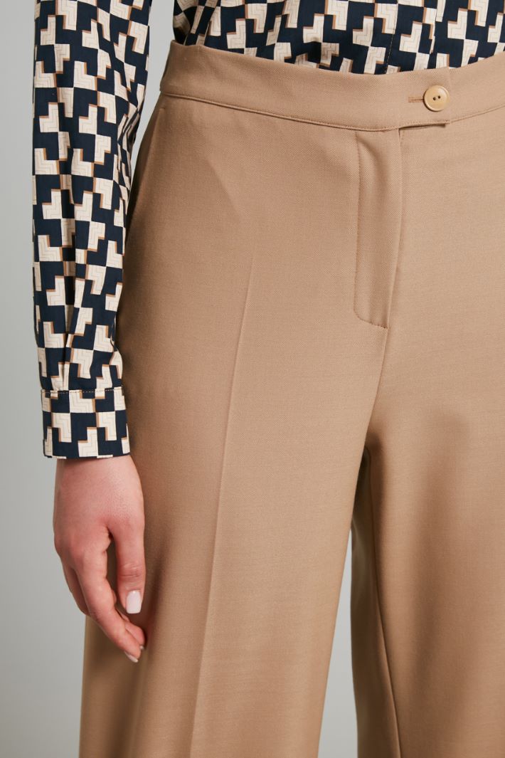 Pantaloni in gabardina di lana - CAMMELLO - Fashion Market - 3