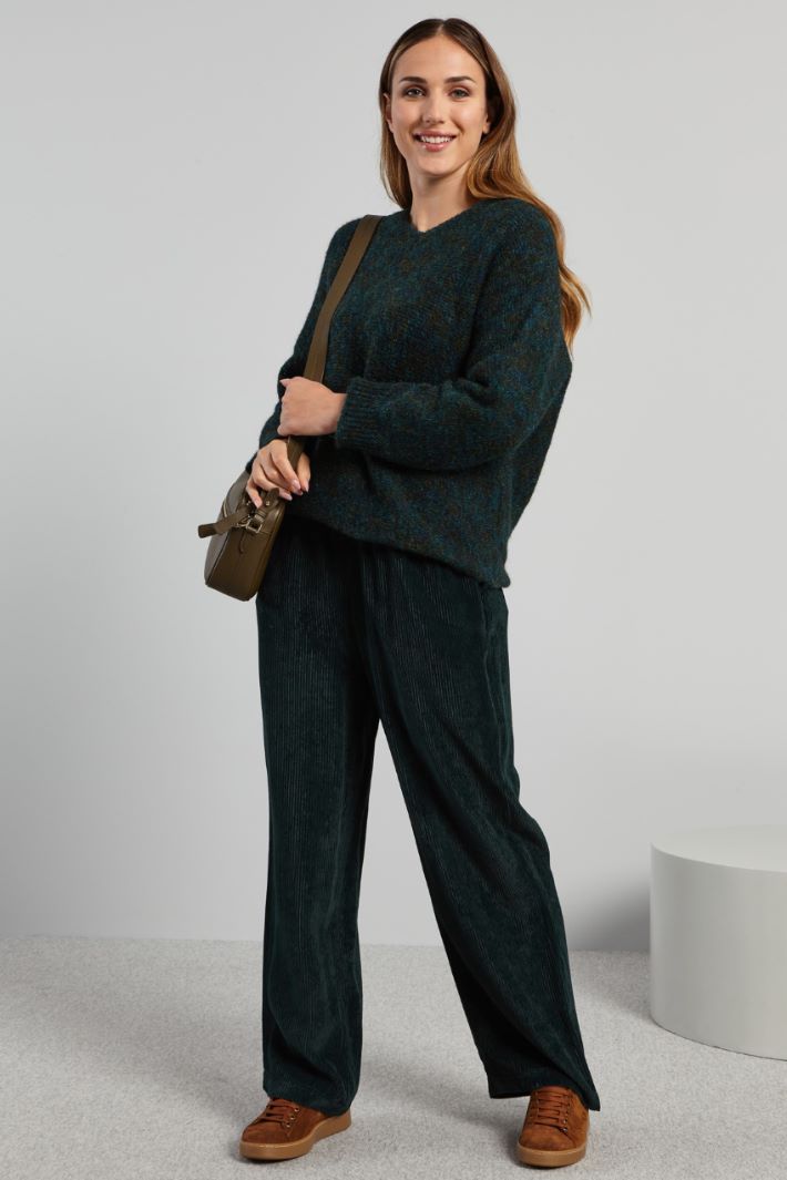 Pantaloni con coulisse in vita - VERDE BOSCO - Fashion Market