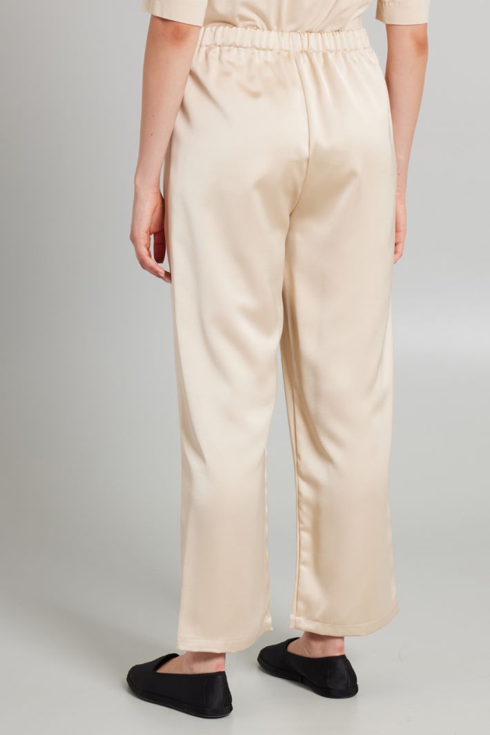 Pantaloni morbidi  in raso - CHAMPAGNE - Fashion Market - 4
