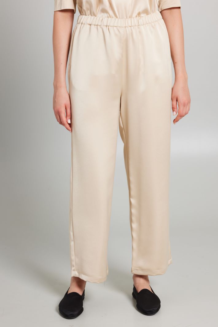 Pantaloni morbidi  in raso - CHAMPAGNE - Fashion Market - 2