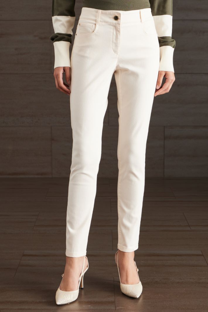 Pantaloni in drill di cotone - PANNA - Fashion Market - 2