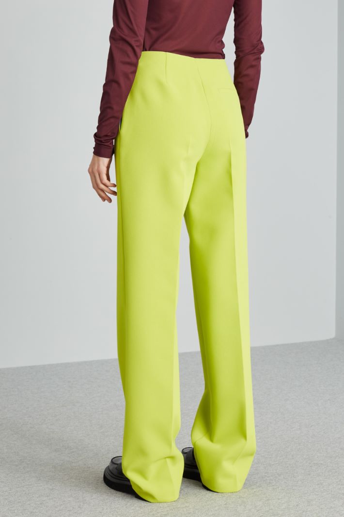 Pantaloni a vita alta in cady - VERDE LIME - Fashion Market - 4