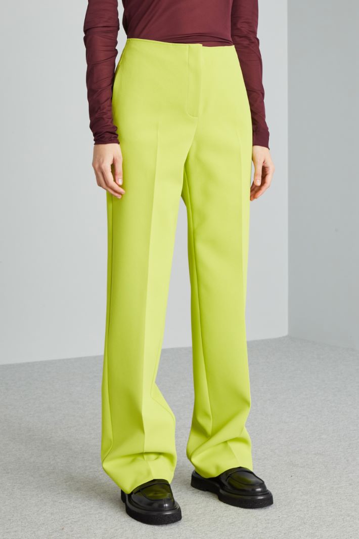 Pantaloni a vita alta in cady - VERDE LIME - Fashion Market - 2