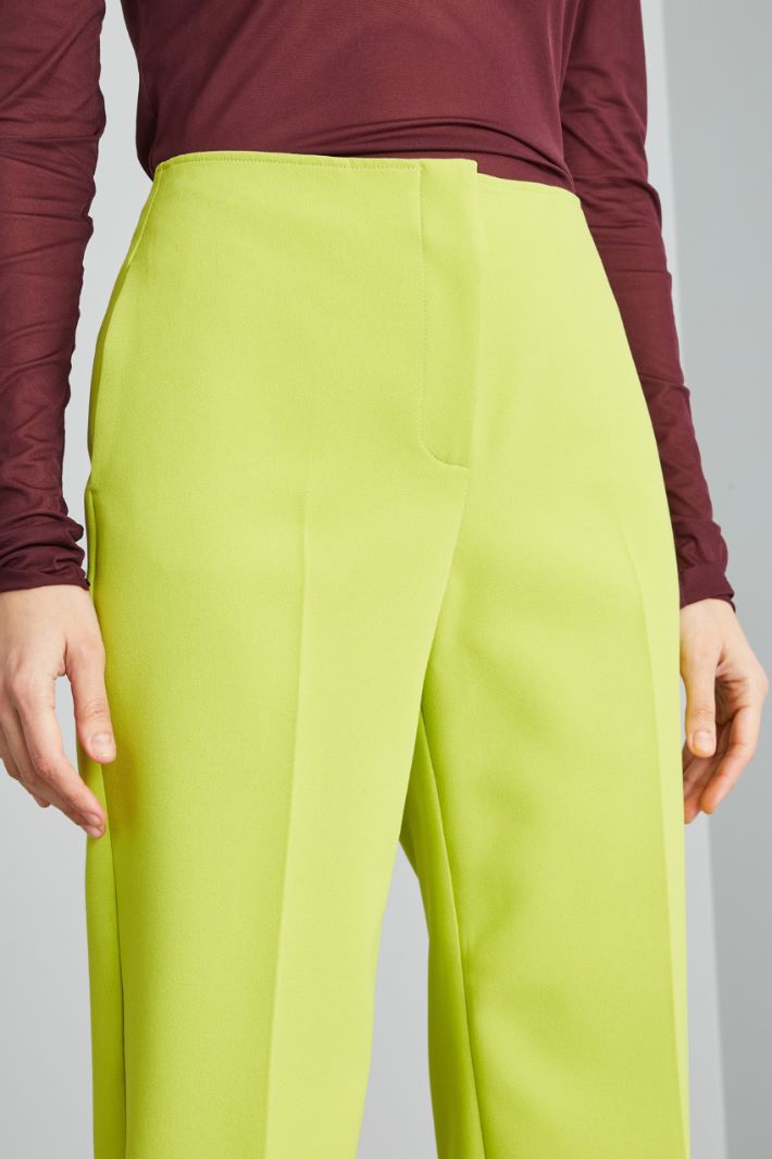 Pantaloni a vita alta in cady - VERDE LIME - Fashion Market - 3