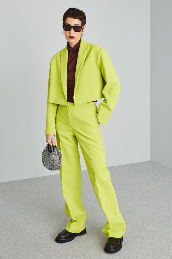 Pantaloni a vita alta in cady - VERDE LIME - Fashion Market