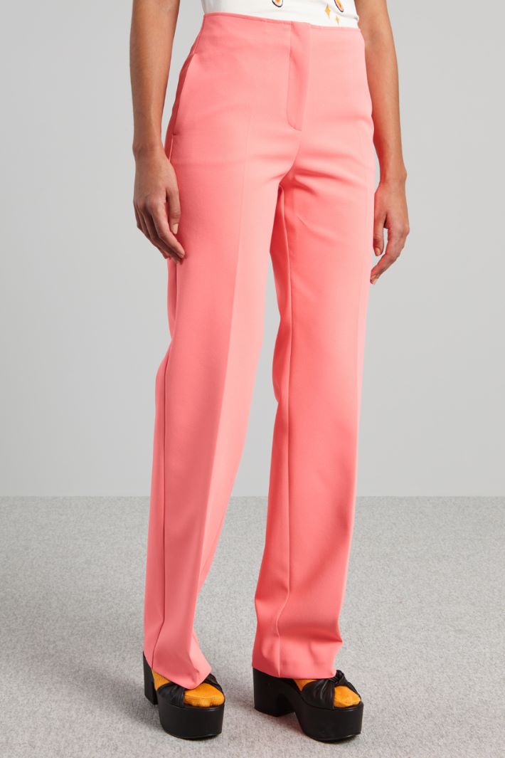 Pantaloni a vita alta in cady - ROSA ACCESO - Fashion Market - 2