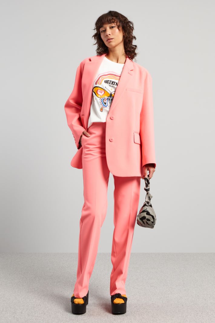 Pantaloni a vita alta in cady - ROSA ACCESO - Fashion Market