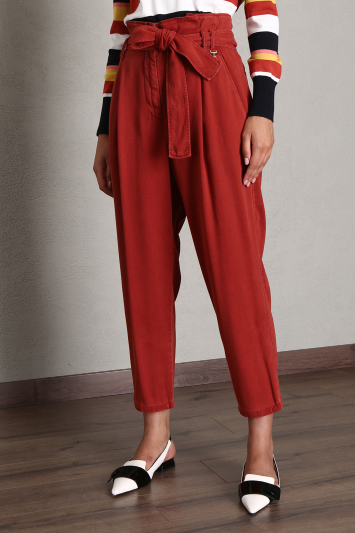 Pantaloni carrot a vita alta - MATTONE - Fashion Market - 4