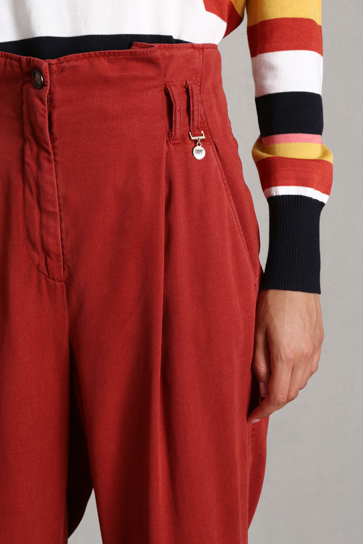 Pantaloni carrot a vita alta - MATTONE - Fashion Market - 3