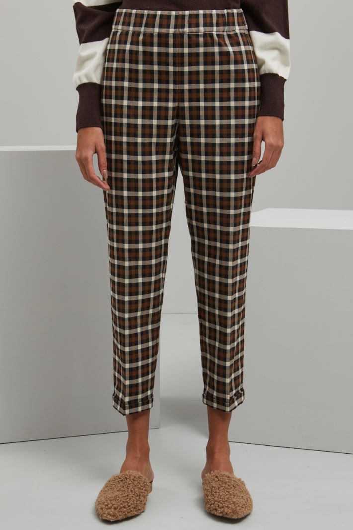 Pantaloni in viscosa - MARRONE NERO BIANCO - Fashion Market - 2