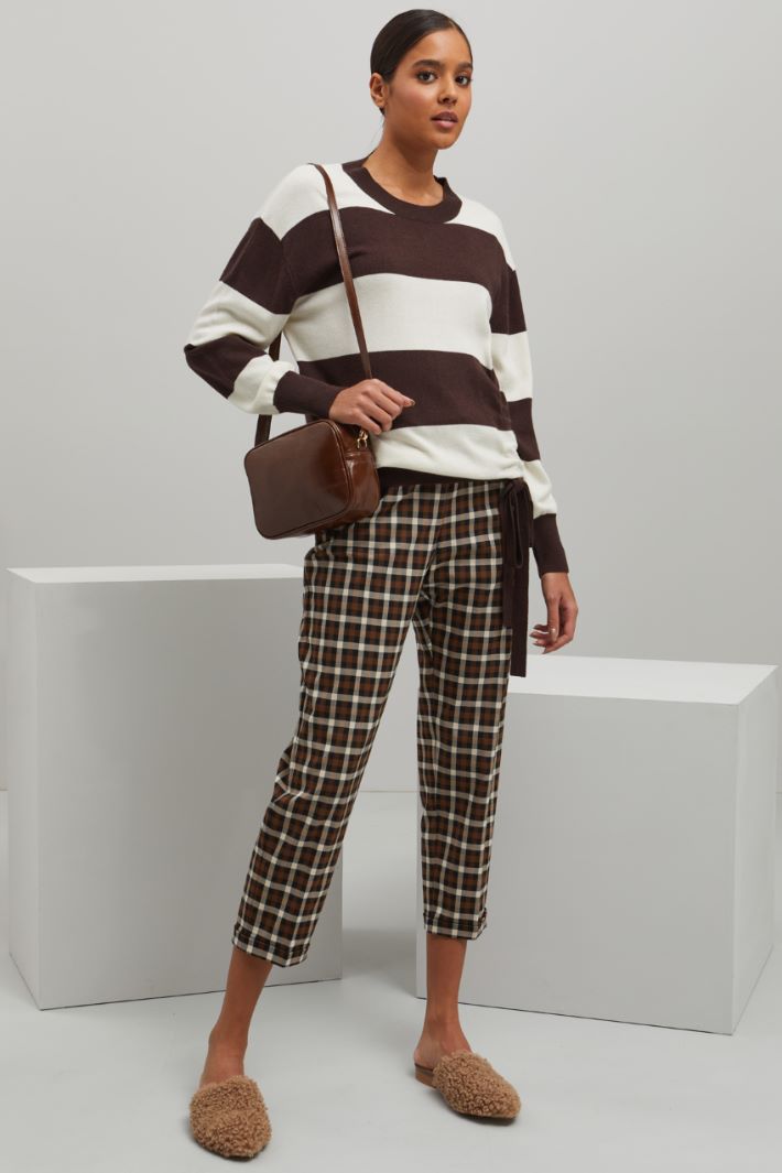 Pantaloni in viscosa - MARRONE NERO BIANCO - Fashion Market