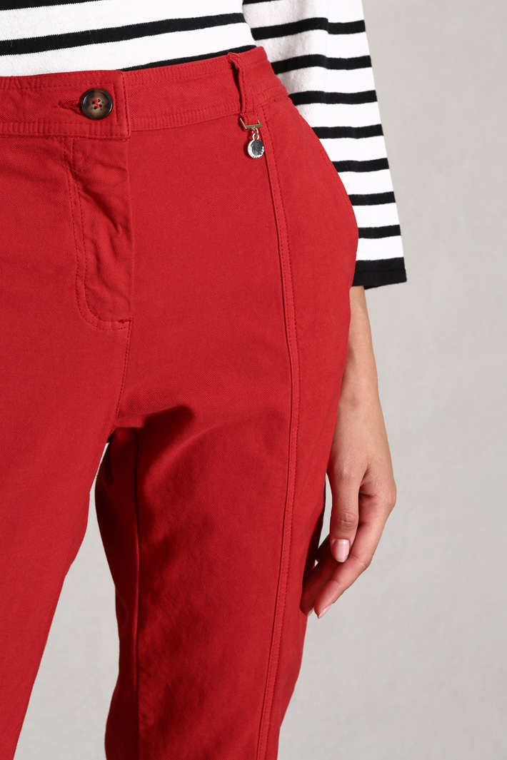 Pantaloni dritti in cotone - ROSSO - Fashion Market - 3