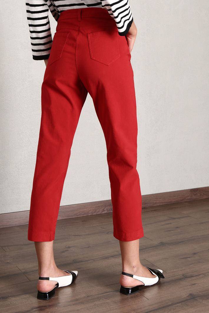 Pantaloni dritti in cotone - ROSSO - Fashion Market - 2
