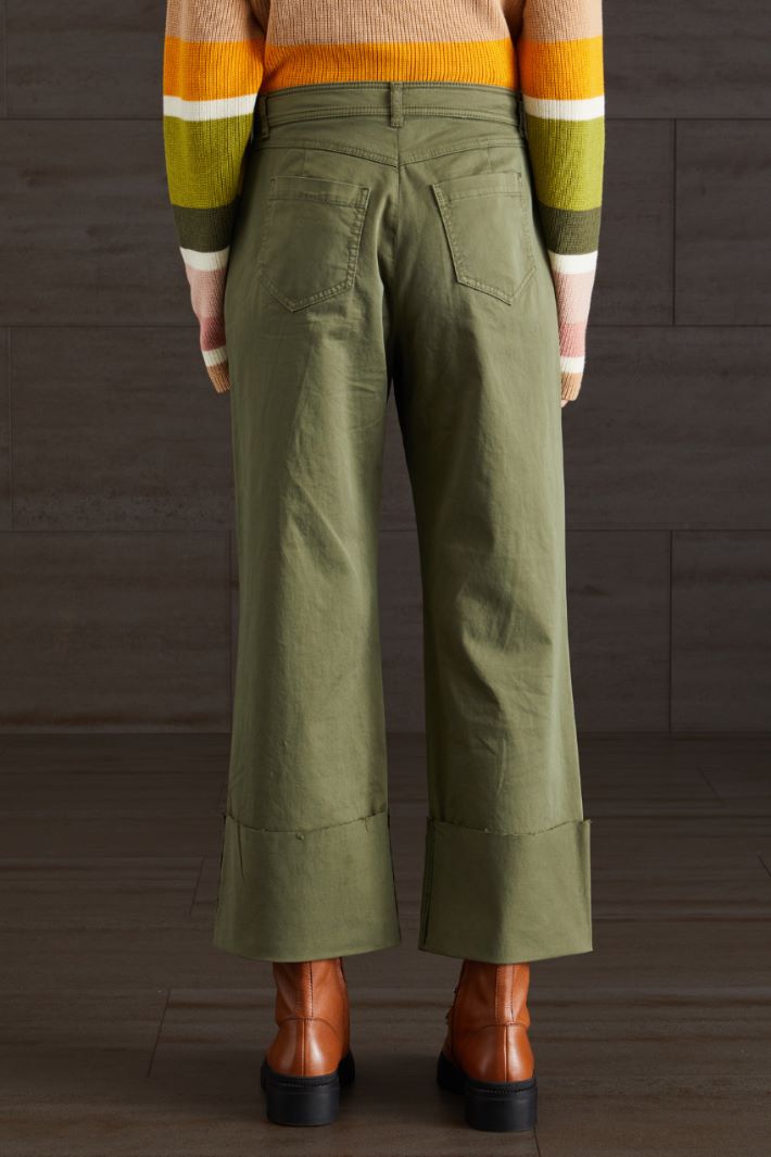 Pantaloni in raso di cotone - VERDE KAKI - Fashion Market - 4