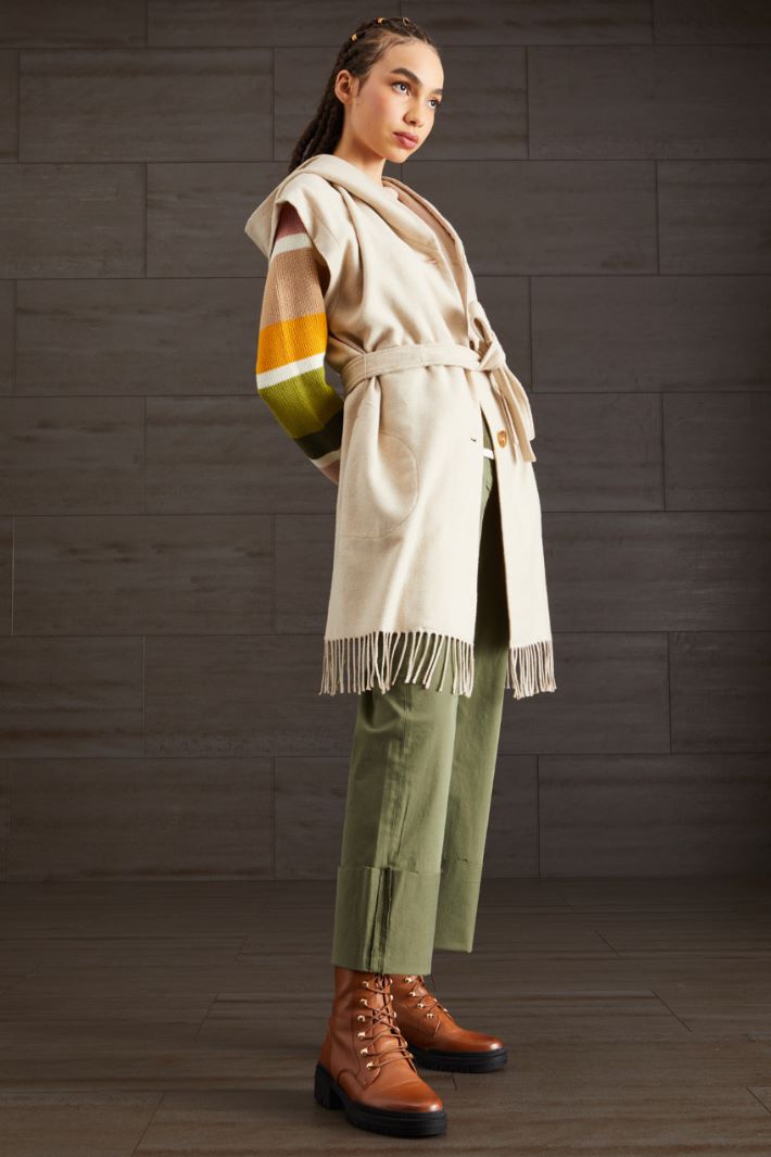 Pantaloni in raso di cotone - VERDE KAKI - Fashion Market