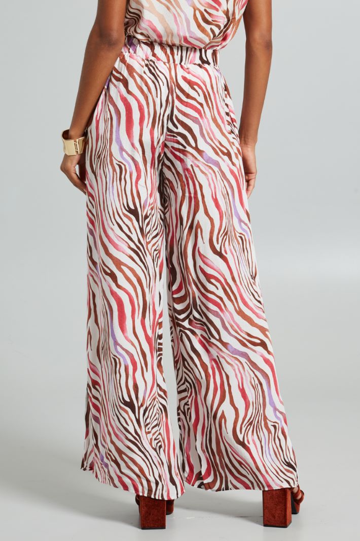 Pantaloni in fil coupè stampati - ROSA BIANCO MARRONE - Fashion Market - 4
