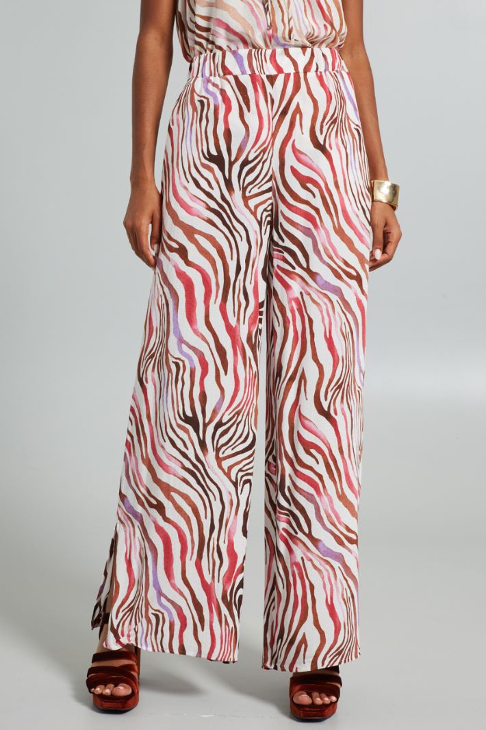 Pantaloni in fil coupè stampati - ROSA BIANCO MARRONE - Fashion Market - 2