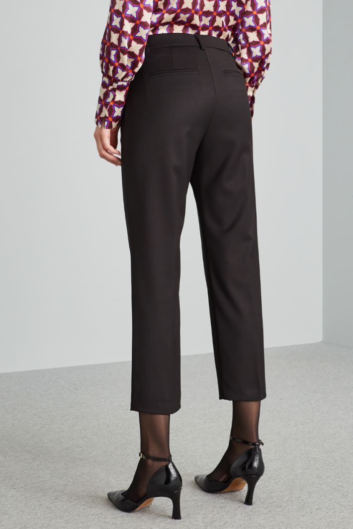 Pantaloni cropped in viscosa - NERO - Fashion Market - 4