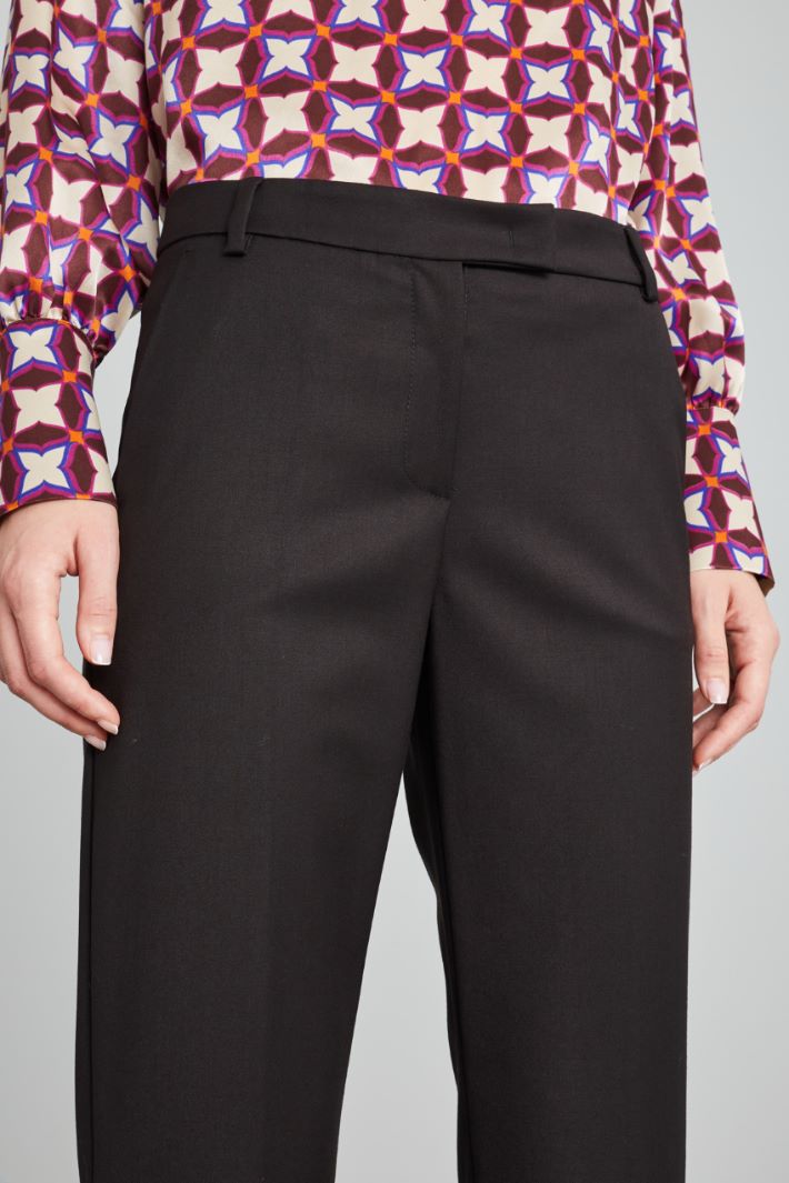 Pantaloni cropped in viscosa - NERO - Fashion Market - 3