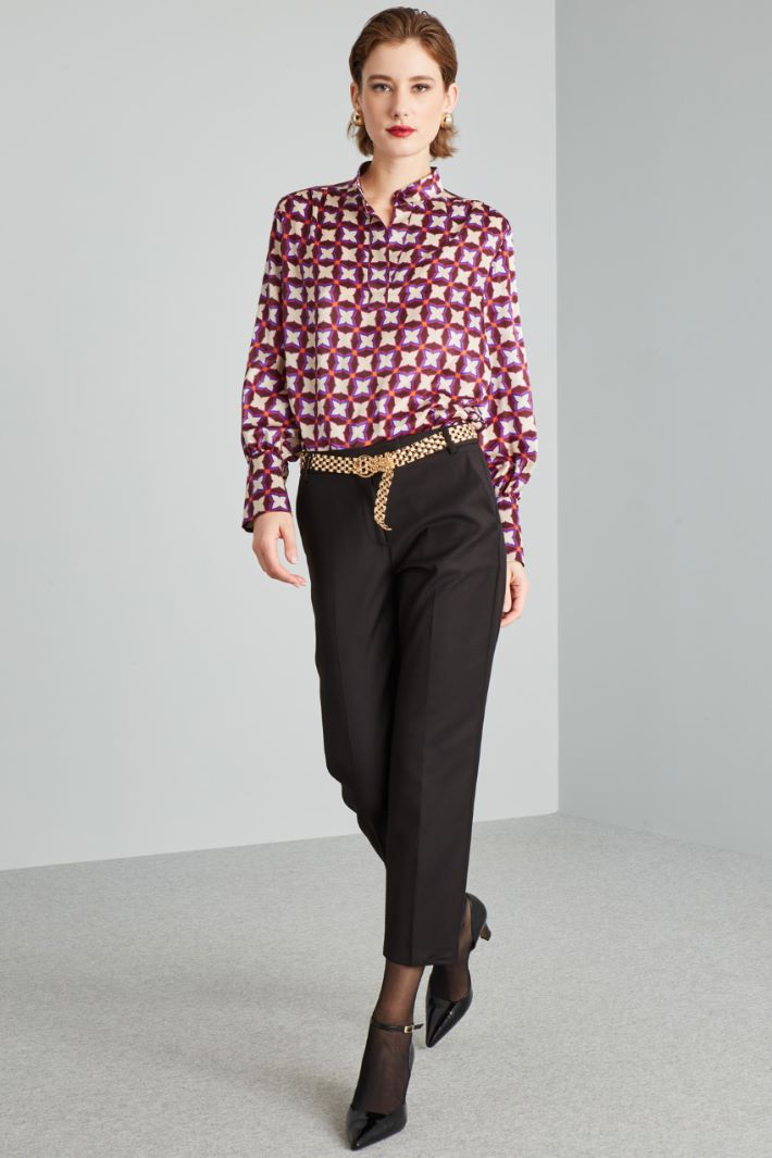 Pantaloni cropped in viscosa - NERO - Fashion Market