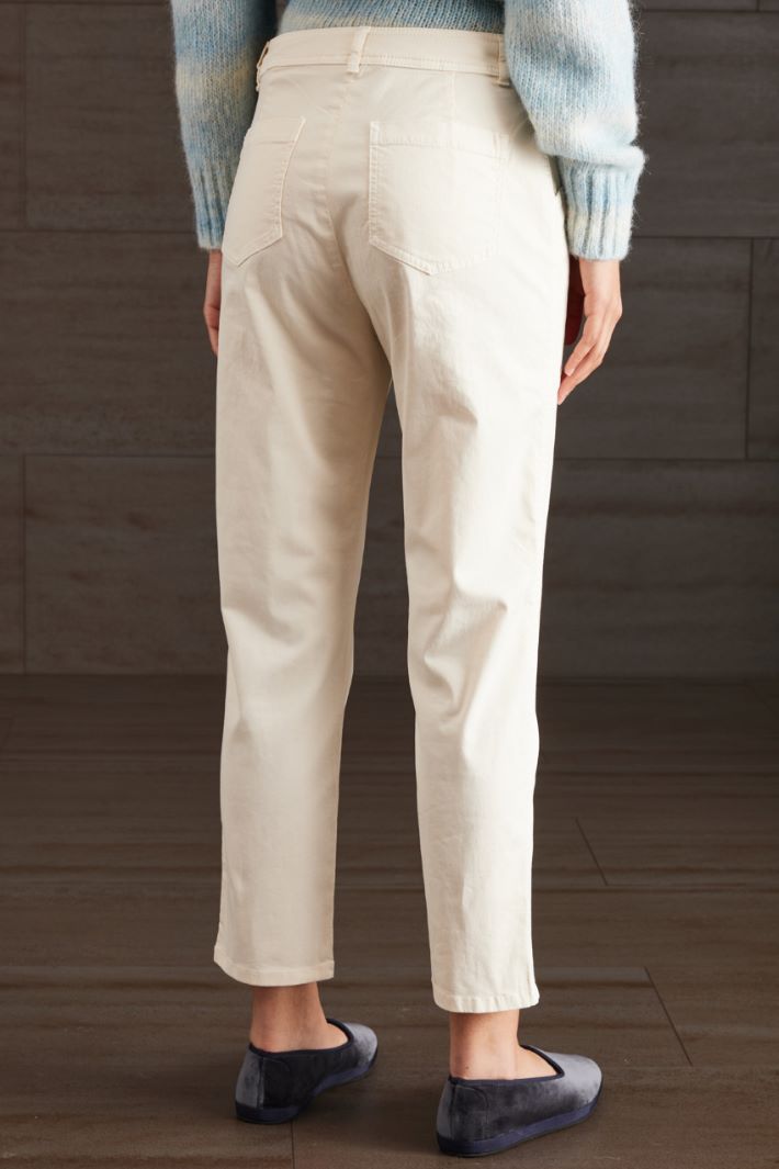 Pantaloni in raso di cotone - AVORIO - Fashion Market - 4