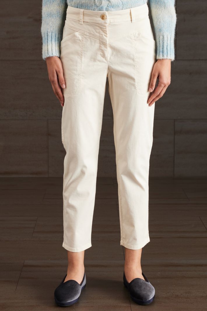 Pantaloni in raso di cotone - AVORIO - Fashion Market - 2