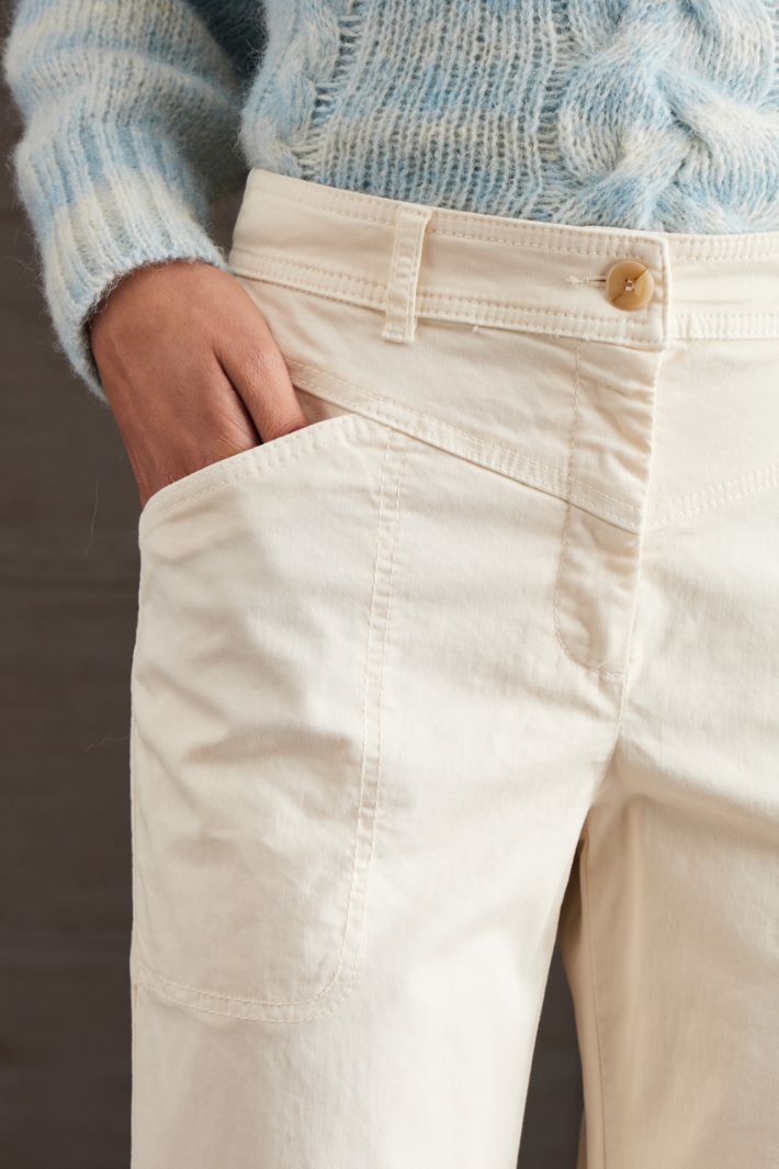 Pantaloni in raso di cotone - AVORIO - Fashion Market - 3