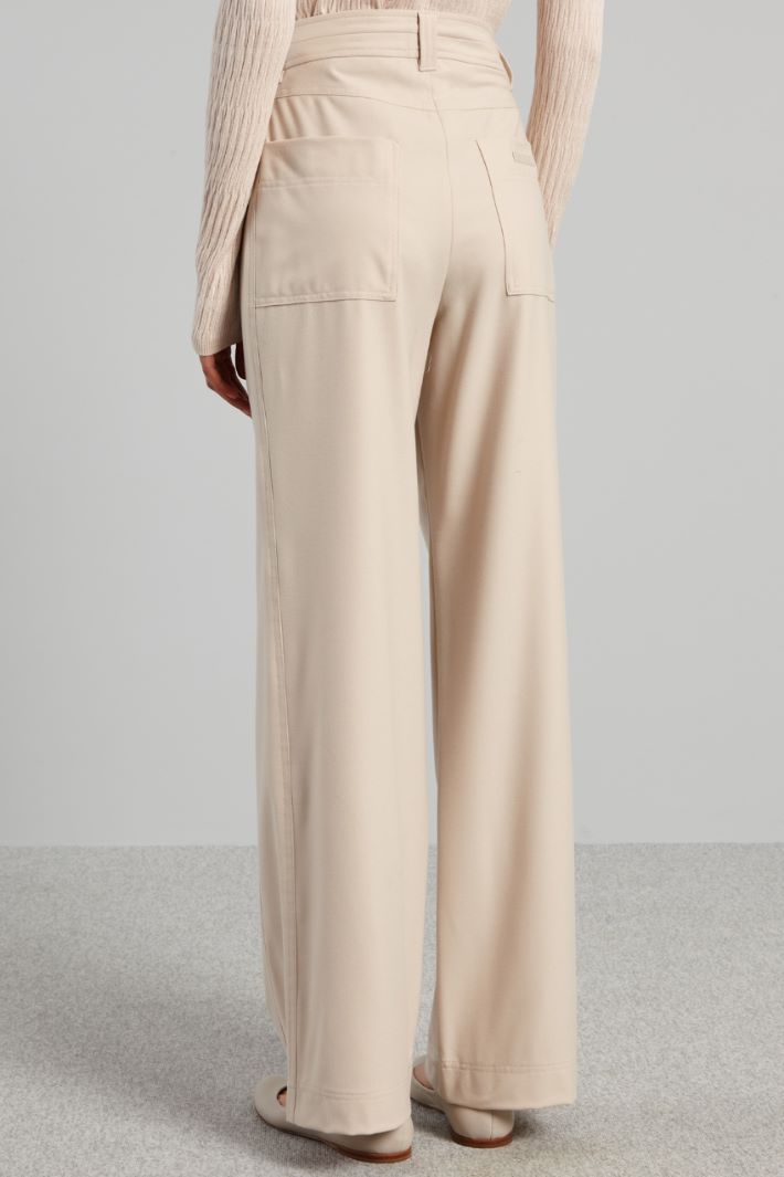Pantaloni con passanti in vita - ECRU - Fashion Market - 3