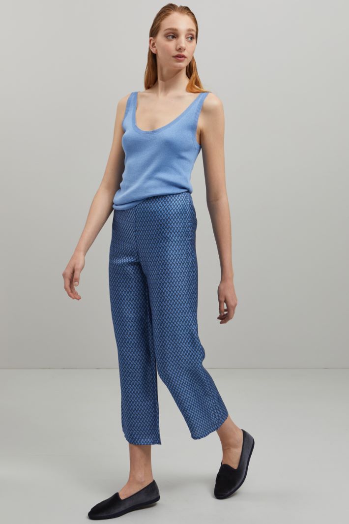 Pantaloni in twill di seta - AVIO NERO - Fashion Market