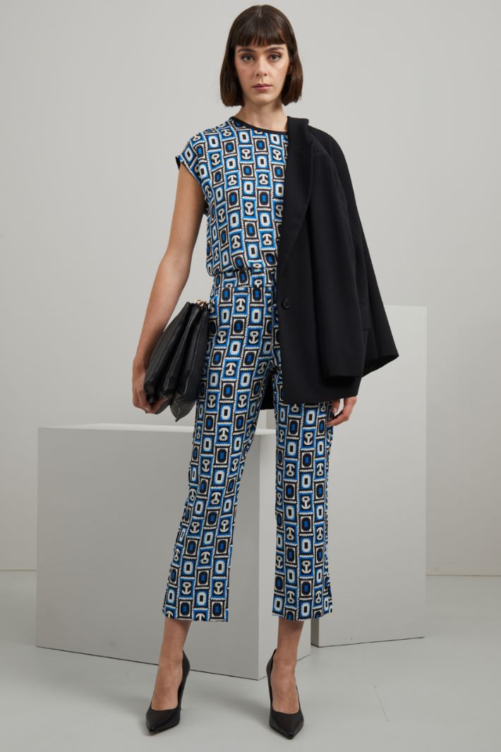Pantaloni flare  - BLUETTE NERO BIANCO - Fashion Market