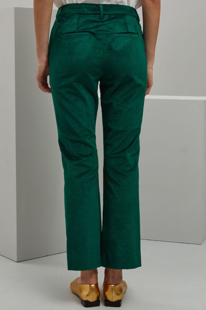 Pantaloni flare in velluto - VERDE SCURO - Fashion Market - 4