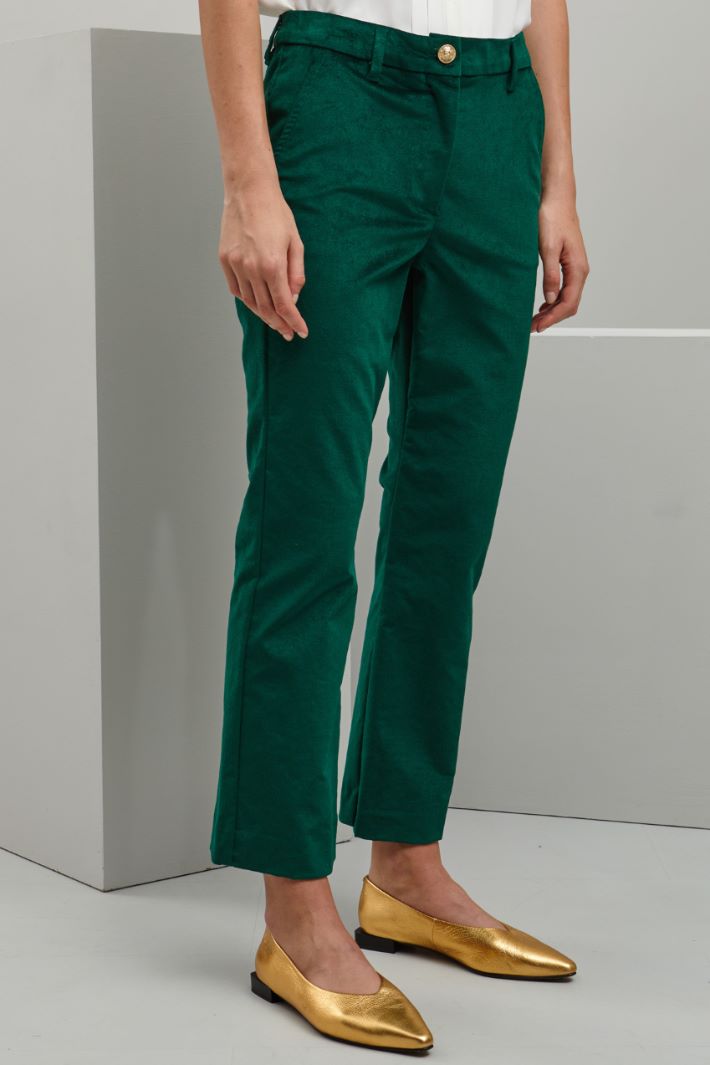 Pantaloni flare in velluto - VERDE SCURO - Fashion Market - 2