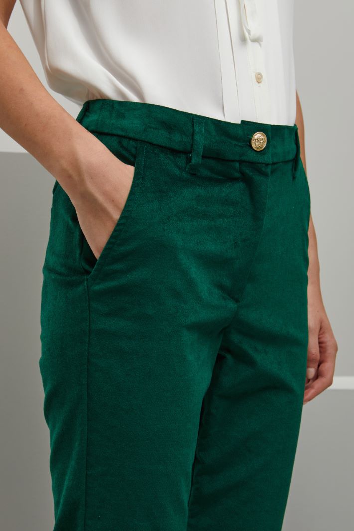 Pantaloni flare in velluto - VERDE SCURO - Fashion Market - 3
