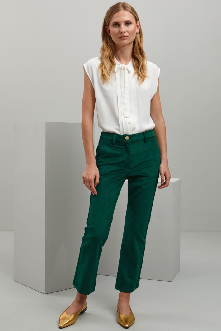 Pantaloni flare in velluto - VERDE SCURO - Fashion Market