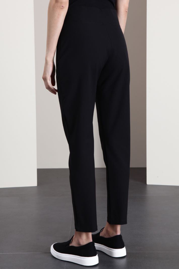 Pantaloni in tessuto diagonale - NERO - Fashion Market - 4