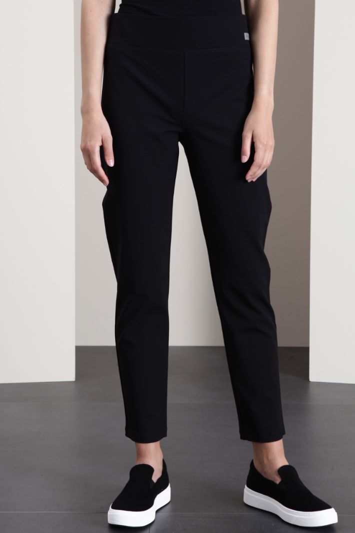 Pantaloni in tessuto diagonale - NERO - Fashion Market - 2
