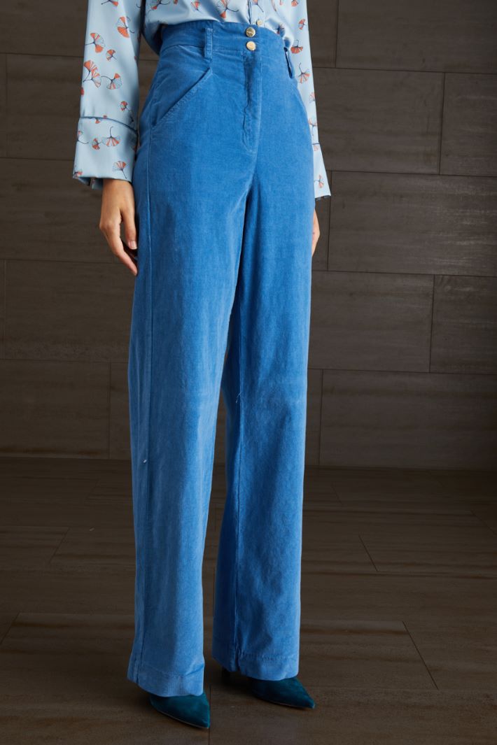 Pantaloni in velluto - AZZURRO - Fashion Market - 2