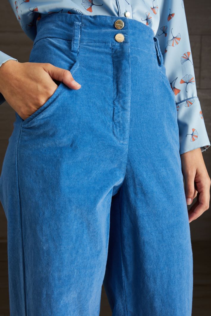 Pantaloni in velluto - AZZURRO - Fashion Market - 3