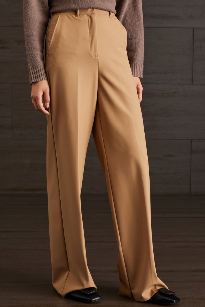 Pantaloni a palazzo in tela - CAMMELLO - Fashion Market - 2