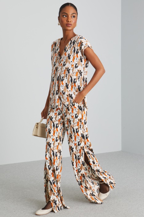 Pantaloni palazzo con stampa - Fashion Market