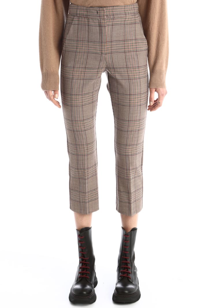 Pantaloni capri in tinto filo - MARRONE BEIGE - Fashion Market - 4