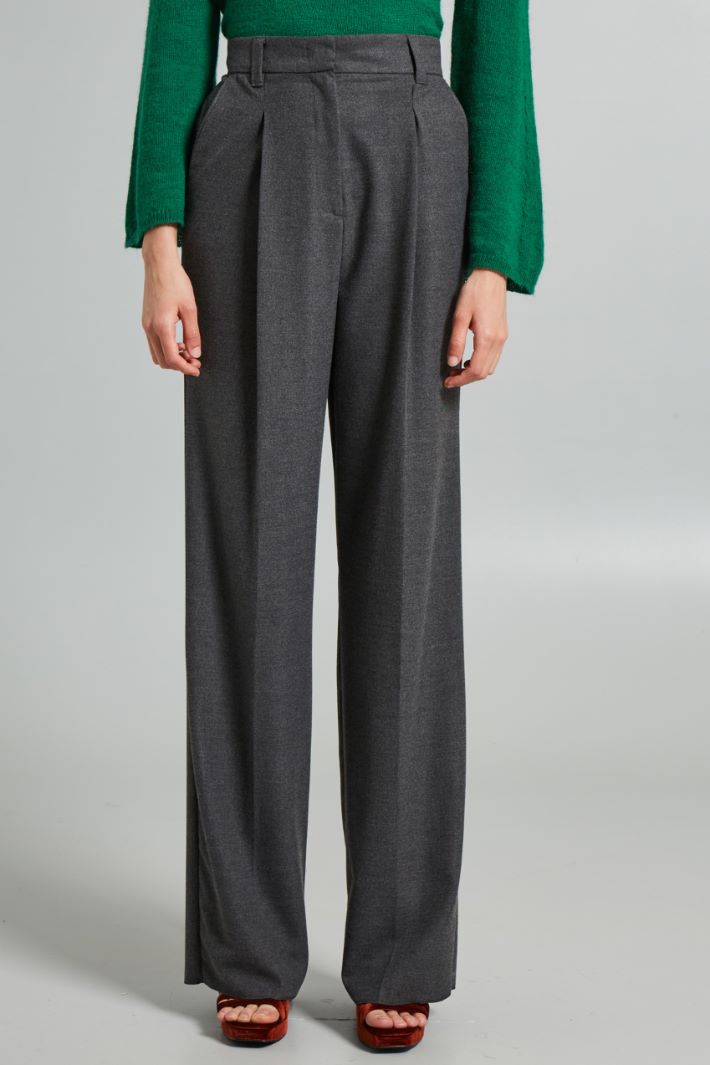 Pantaloni a palazzo in flanella - GRIGIO PIOMBO - Fashion Market - 2