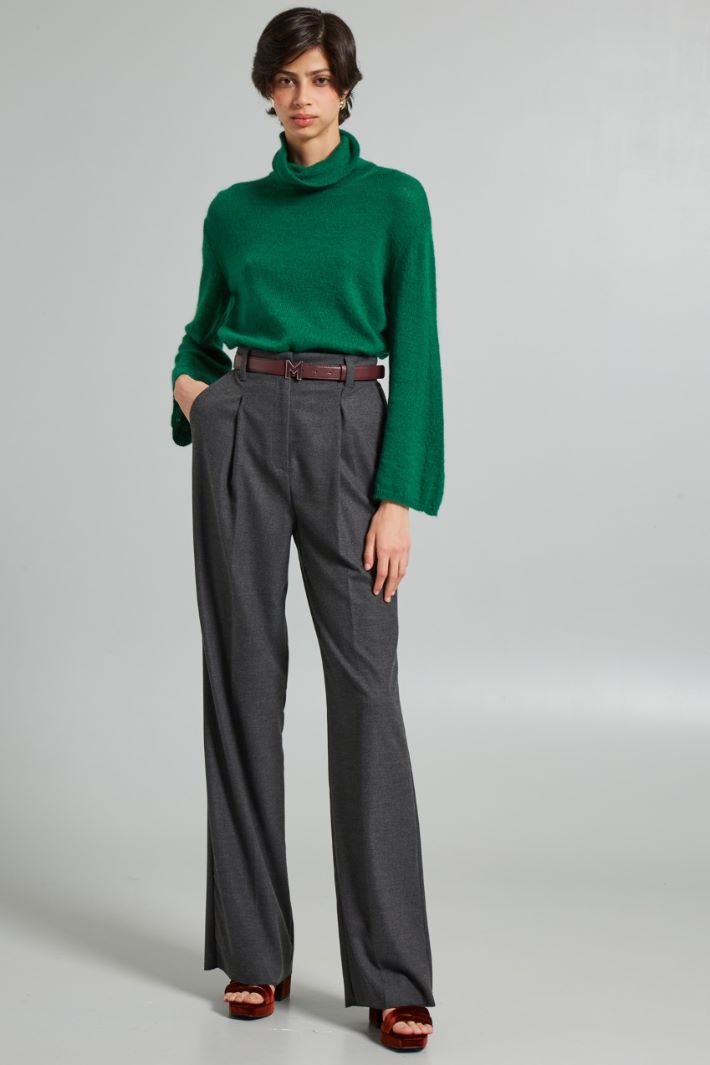 Pantaloni a palazzo in flanella - GRIGIO PIOMBO - Fashion Market