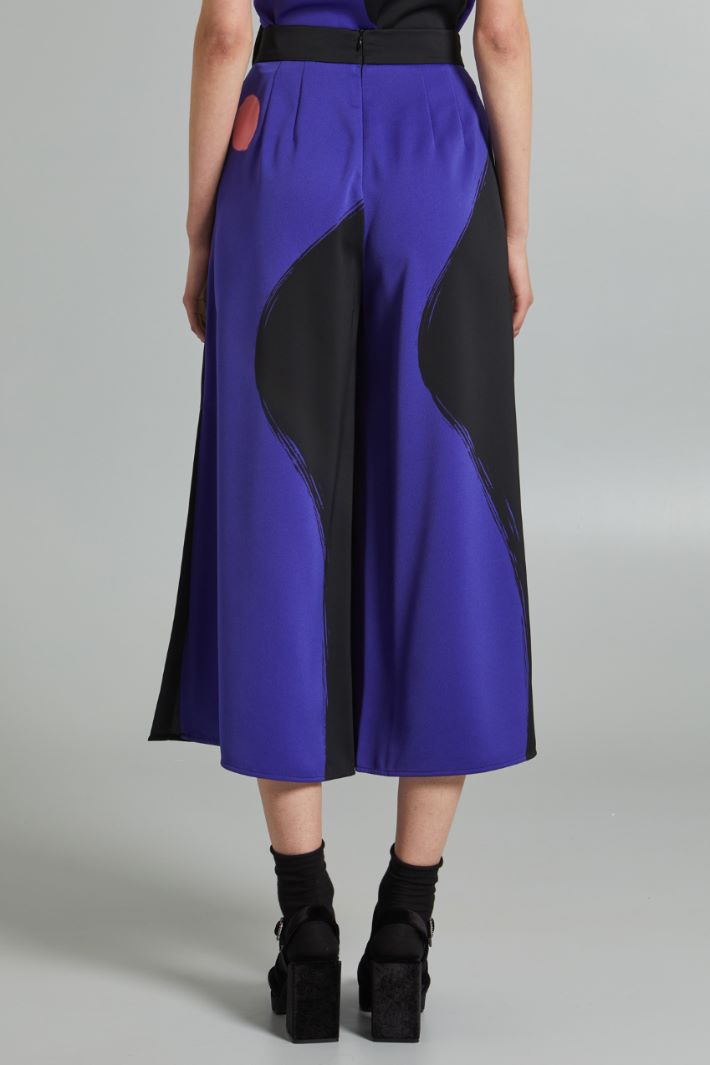 Pantaloni in enver satin lucido - VIOLA NERO BIANCO - Fashion Market - 4