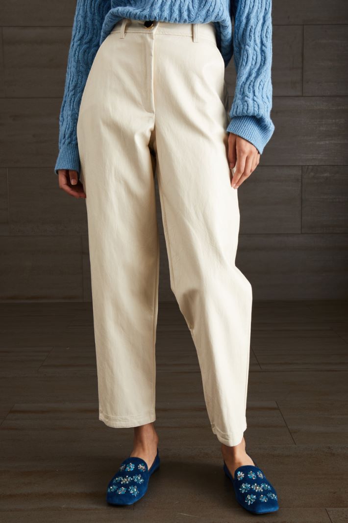 Pantaloni in similpelle - BIANCO PANNA - Fashion Market - 2