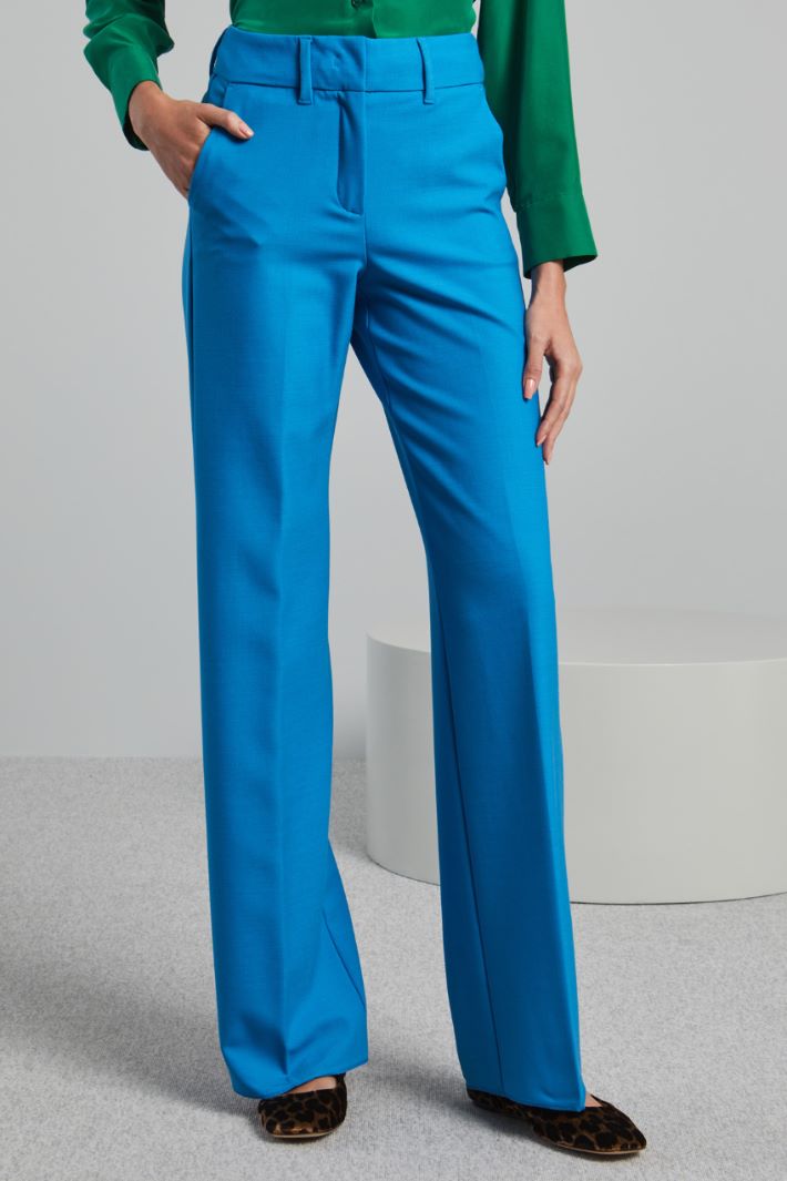 Pantaloni dritti in saglia - TURCHESE - Fashion Market - 2